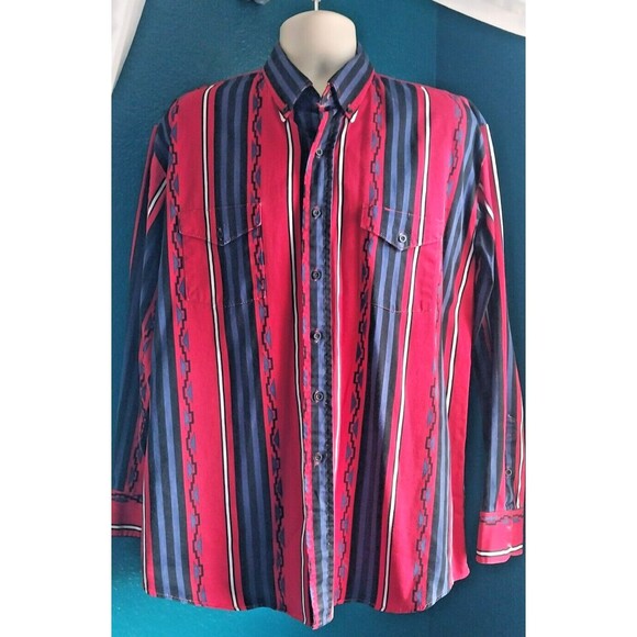 Vintage 90's Karman Western Aztech Shirt Mens XL  Long Sleeve Button Down - Picture 3 of 8